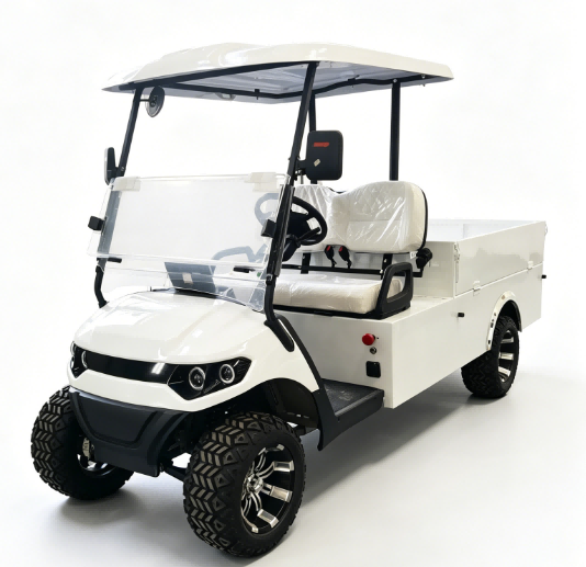 2-Seater Electric Golf Cart with 1.2m-1.8m Cargo Bed for Farm Use