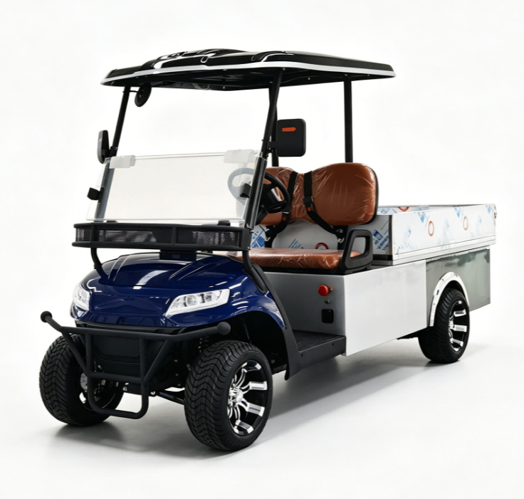2-Seater Electric Golf Cart with 1.2m-1.8m Cargo Bed for Farm Use