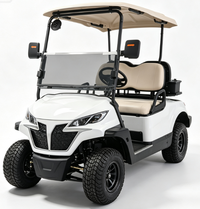 Model D Electric Vehicle with LED Headlights and Custom Logo for Resorts Golf Cart