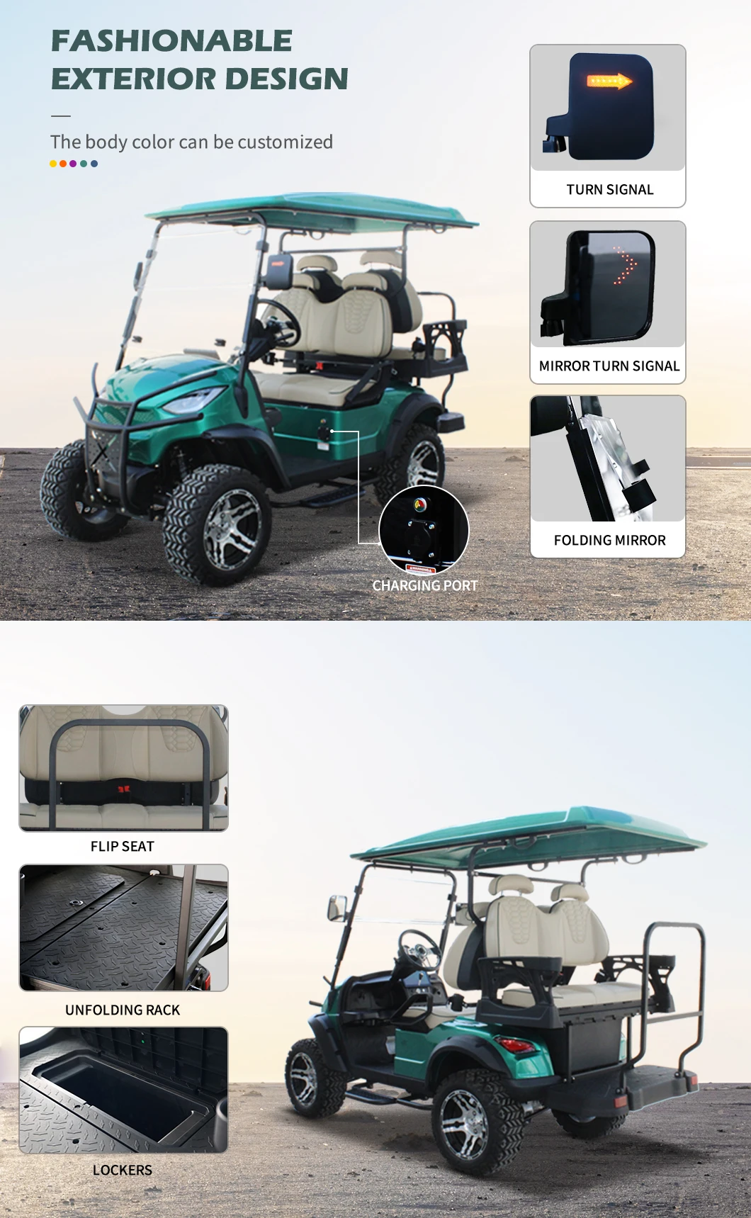 HKBG 72V Lithium Battery Electric Golf Cart Street Legal Club Car