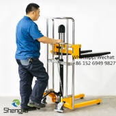 2024 New Manual Light Stacker Mini Lift Forklift Light Luggage Truck