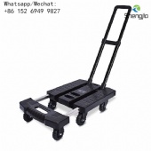 Small trolley folding portable telescopic trolley trolley household flat trolley transport truck pull truck light and compact