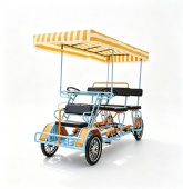 Four Person Tandem Bike Sightseeing Bicycle Touring Pedal Car with Sun Canopy Four Person Tandem Bike Sightseeing Bicycle Touring Pedal Car with Sun Canopy