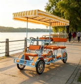 Four Person Tandem Bike Sightseeing Bicycle Touring Pedal Car with Sun Canopy