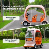 Electric Mini Sightseeing Bus Passenger Shuttle Cart 3 to 4 Seats Compact Tour Vehicle